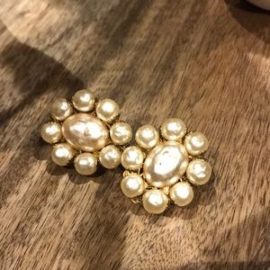 Haskell signed pearl clip on earrings